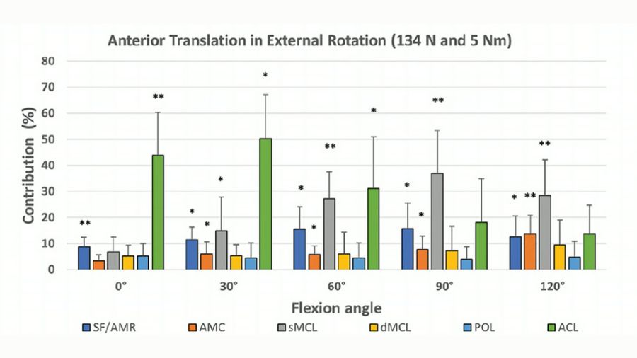 Anterior translation in external rotation (134 N and 5 Nm)